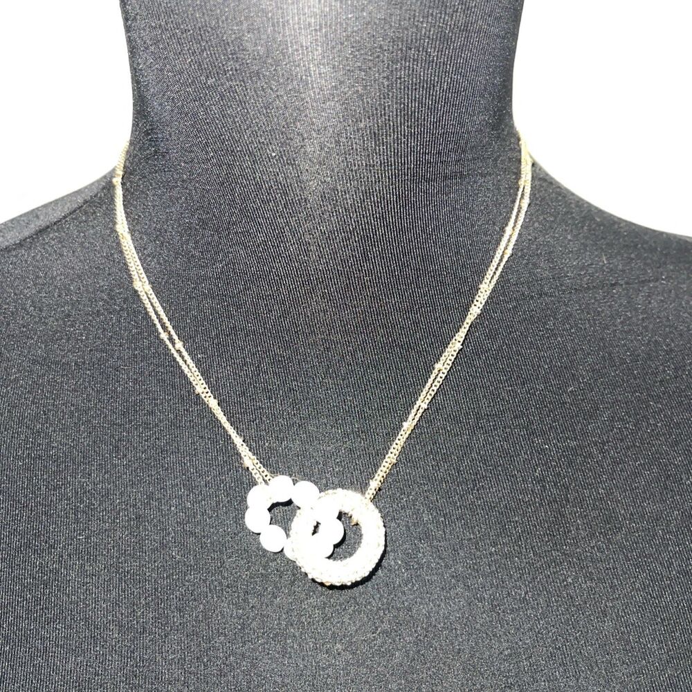 Park Lane double-strand chain necklace interlocking open-circle pendant design